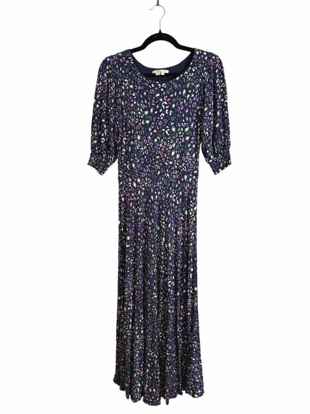Boden Stretch Jersey Maxi Dress Navy Blue Cheetah Print Size US 6 [jb]